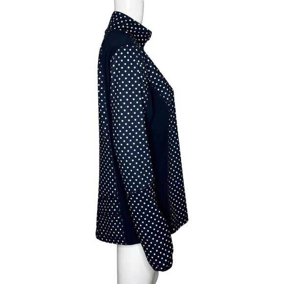 Lands End Jacket Womens Medium Black White Polka Dot 1/4 Zip Everyday Casual - Picture 3 of 11